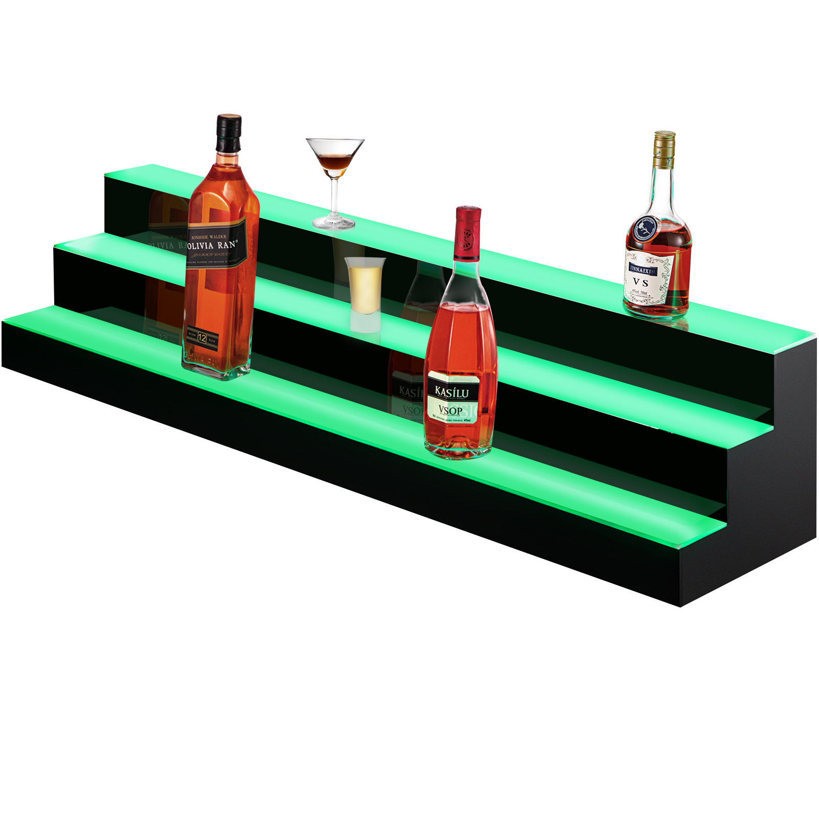 VEVOR LED Lighted Liquor Bottle Display Shelf 60-inch,LED Bar Shelves for  Liquor 3-Step Lighted Liquor Bottle Shelf for Home/Commercial Bar,Acrylic Lighted  Bottle Display with Remote  App Control