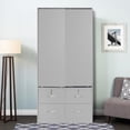 thumbnail image 3 of Better Home Products Sarah Modern Wood Double Sliding Door Armoire in Light Gray, 3 of 7