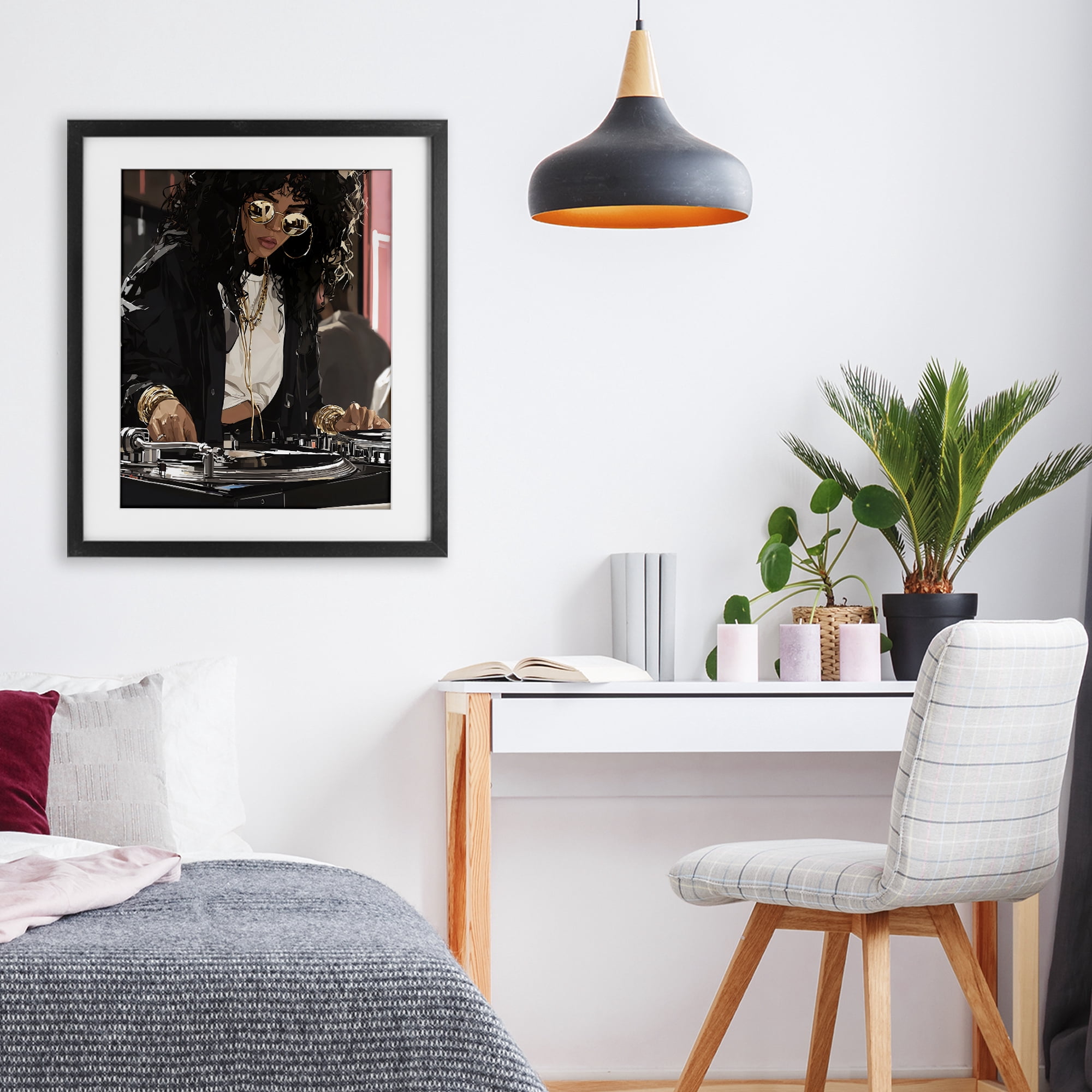 Stupell Industries DJ Focused On Turntables Black Framed Print Under Glass, design by Franklyn Gregory
