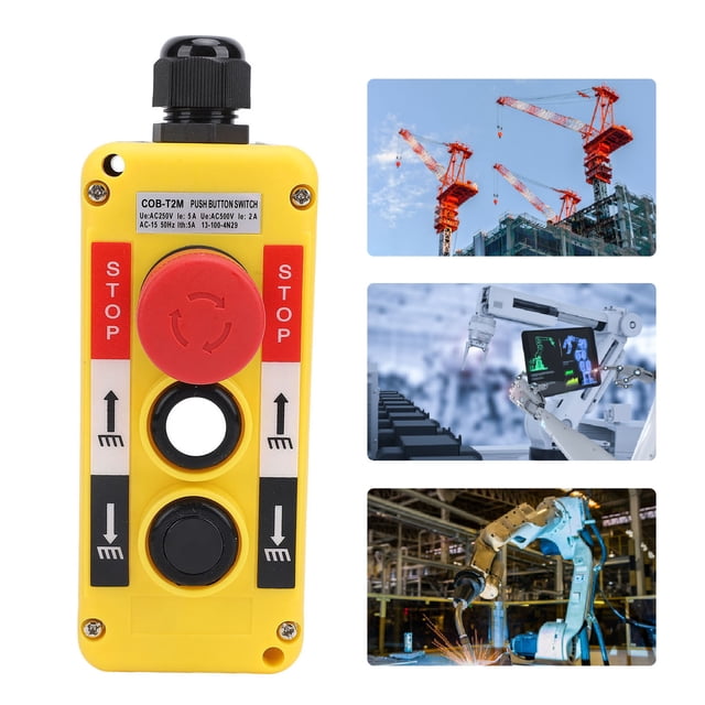 Crane Crane Hoist Controller Push Button Switch Water Resistant 2 Key IP68 Industrial Remote Control with Emergency Stop
