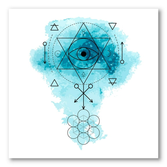 Designart ' Sacred Geometry and Symbol of Alchemy II ' Bohemian & Eclectic Canvas Wall Art Print