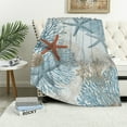 thumbnail image 4 of Creowell Nautical Coastal Blanket Starfish Seashell Coral Beach Themed Throw Blankets Gifts for Adults Sea Ocean Theme Lightweight Soft Cozy for Sofa Couch Bed Room Birthday Decor 40*50in, 4 of 7