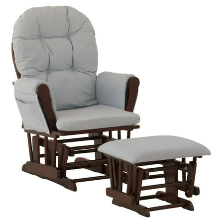 Storkcraft Hoop Glider and Ottoman Black with Light Blue Cushions