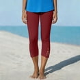 thumbnail image 6 of HomeDM Leggings for Women Lace Trim Bottom High Waisted Wine Workout Athletic Running Yoga Capri Pants Size L, 6 of 8