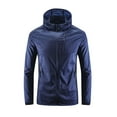 thumbnail image 3 of Sun Protection Jackets for Mens Big and Tall Hooded Long Sleeve Lightweight Windbreaker Summer Casual Outdoor Hiking Sweatshirt with Pockets Gifts for Men Dark Blue XL, 3 of 6