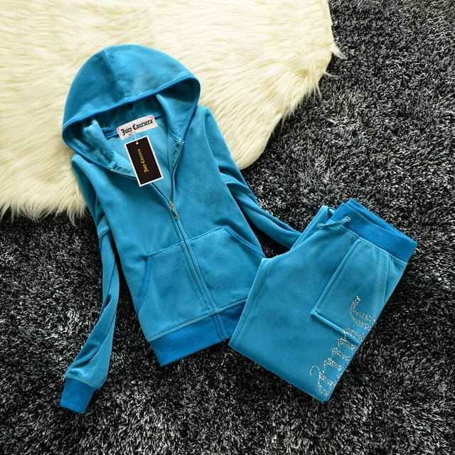 Women's Tracksuit Set Fashion Brand Juicy Coursera Long Sleeve Hooded Sweatshirt and Pant Set Two Piece Set Casual Jogging Suit