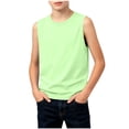 thumbnail image 3 of justHIGH Boys Cotton Tank Tops Kids Summer Sleeveless T-Shirts Casual Loose Fit Crew Neck Shirts Plain Basic Tees 3-14 Years Mint Green,9-10 Years, 3 of 7
