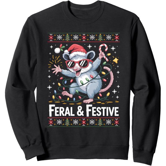 Opossum Christmas Sweater With Candy Cane Sweatshirt