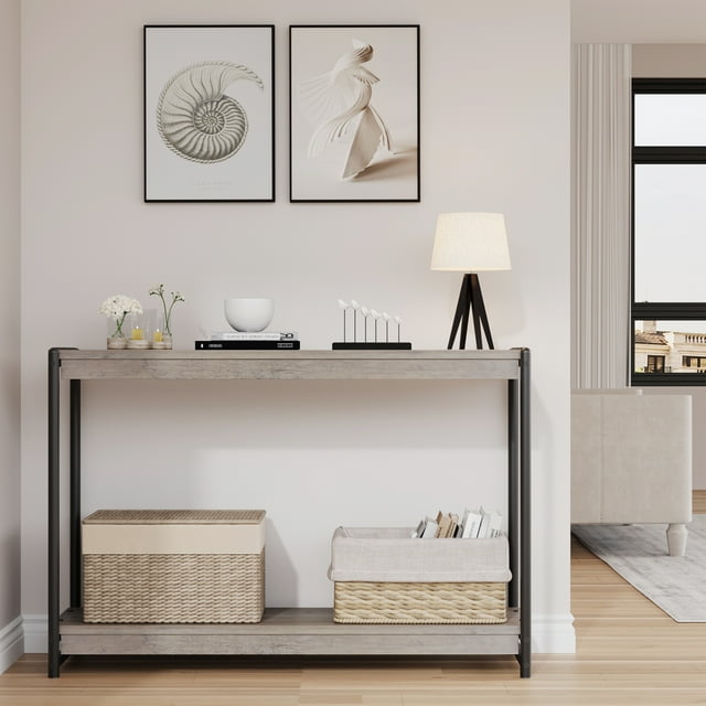 Aoile Table Console avec Rangement, Table d'Entrée Étroite de 39,5 Pouces avec Tablette pour Salon, Couloir, Vestibule, Corridor, Bureau, Gris