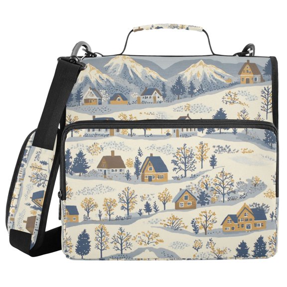 FORMRS Zipper Binder with Shoulder Strap 2-inch Ring 500 Sheet Capacity File Bag, Snowy Mountains