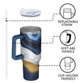 thumbnail image 4 of OBREWU Blue Gold Marble Tumbler with Handle and Lid,Blue Gold Marble 40oz Double Wall Vacuum Insulated Tumbler,Cups Gift for Women and Men, 4 of 7