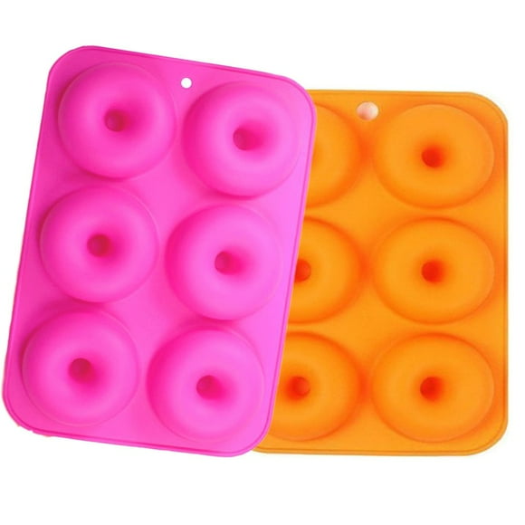Wedfeir 6-Cavity Silicone Cookie Molds Set Of 2 Non-Stick Donut Mold Full-Sized Safe Baking Tray Maker Baking Pan For Cake Biscuit Bagels Muffins- Heat Resistance.