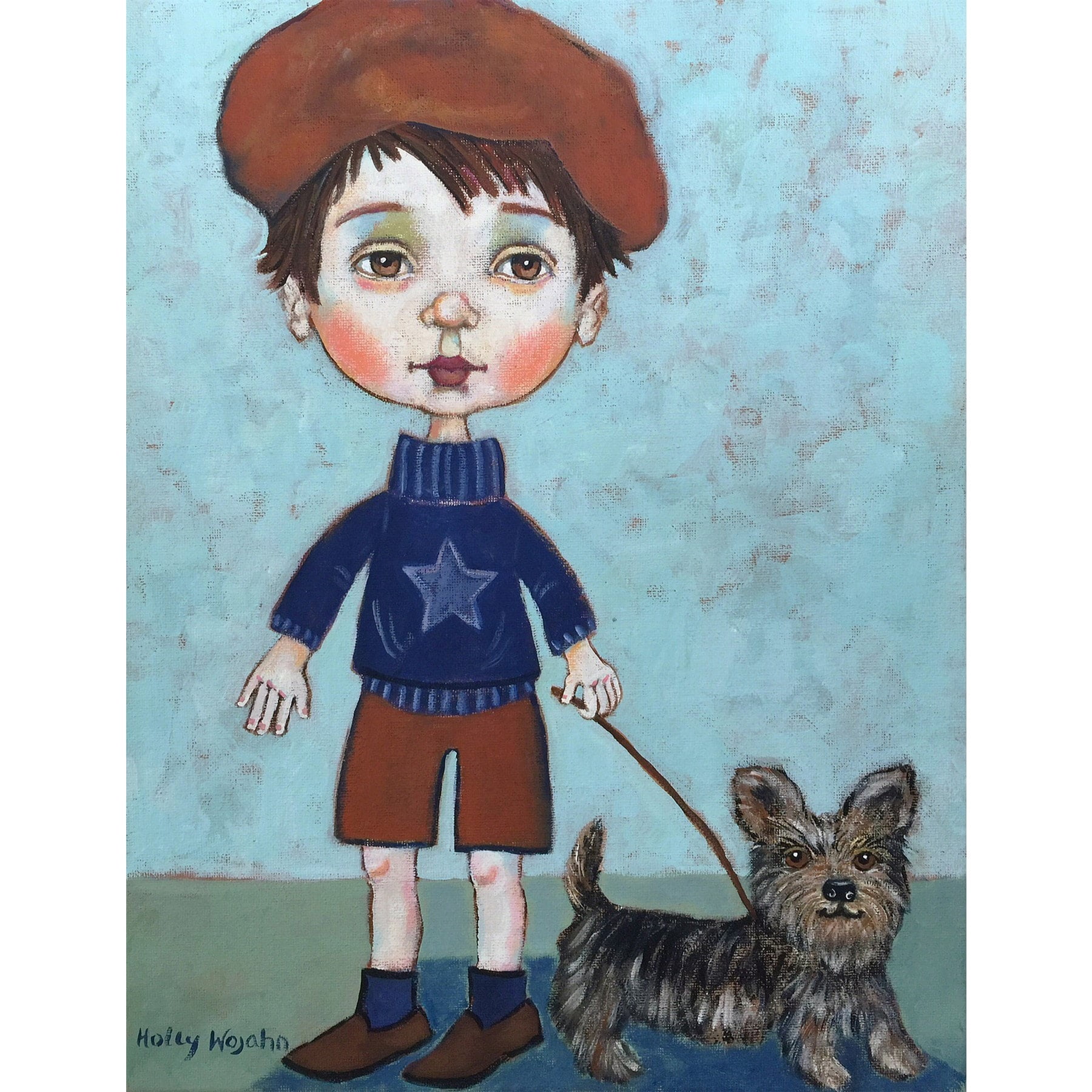 "Garcon Et Son Chien" Painting Print on Wrapped Canvas