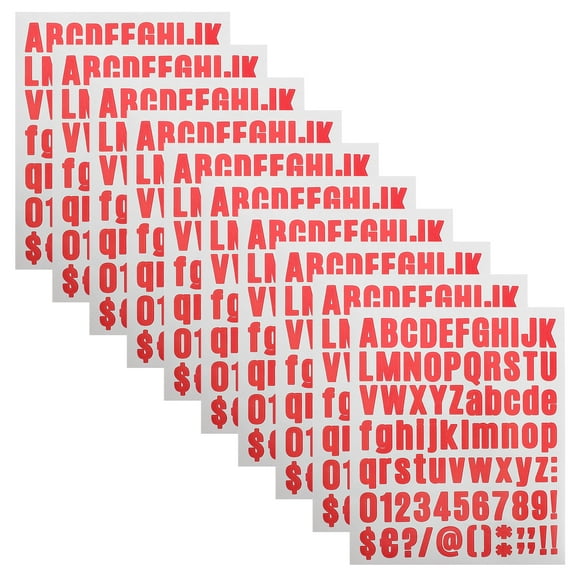 10 PCS Dual-purpose Stylus Letter Stickers 2.50X1.40X0.10CM Red