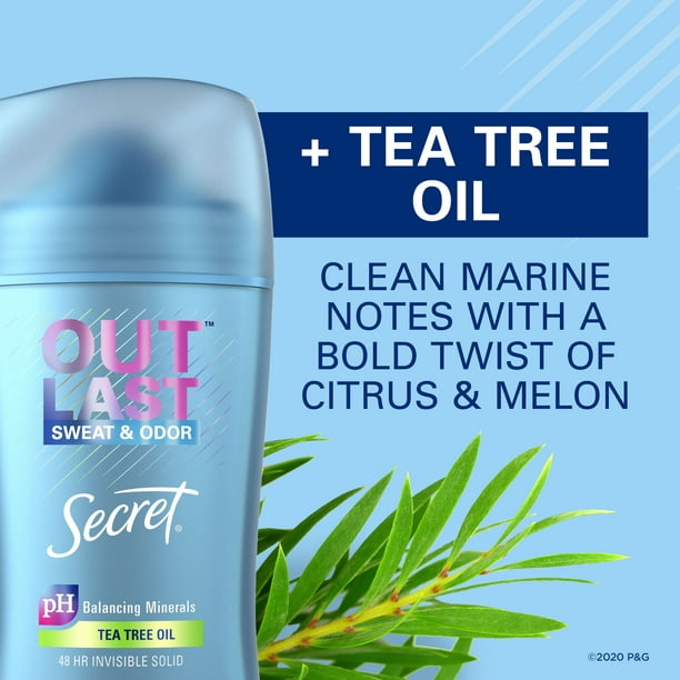 Secret Outlast Invisible Solid Women's Antiperspirant Deodorant, Tea Tree Oil 2.6 - Walmart.com