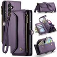 thumbnail image 1 of Funda tipo cartera para Samsung Galaxy A16 con bloqueo RFID, tarjetero, cremallera y ranura para billetes, correa de hombro magnética de piel sintética suave para Samsung Galaxy A16, 1 of 10