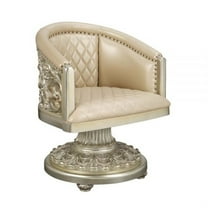 ACME Sorina Arm Chair, Synthetic Leather & Antique Gold Finish