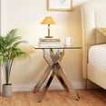 thumbnail image 4 of Gymax Glass Side Table Square End Table w/Tempered Glass Top & Metal X Base Silver, 4 of 10
