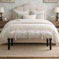 thumbnail image 2 of LR Home Analia 47" Upholstered Accent Bench, Cream/Gray Stripes with Fringe, 16"D x 18"H x 47"W, 2 of 12