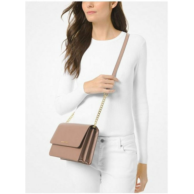 MICHAEL KORS Daniela Large Saffiano Leather Crossbody Bag Color: FAWN – THE  OUTLET FZE