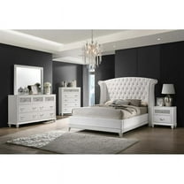 Coaster Company Barzini 5-Piece Glam Upholstered Queen Bedroom Set, White