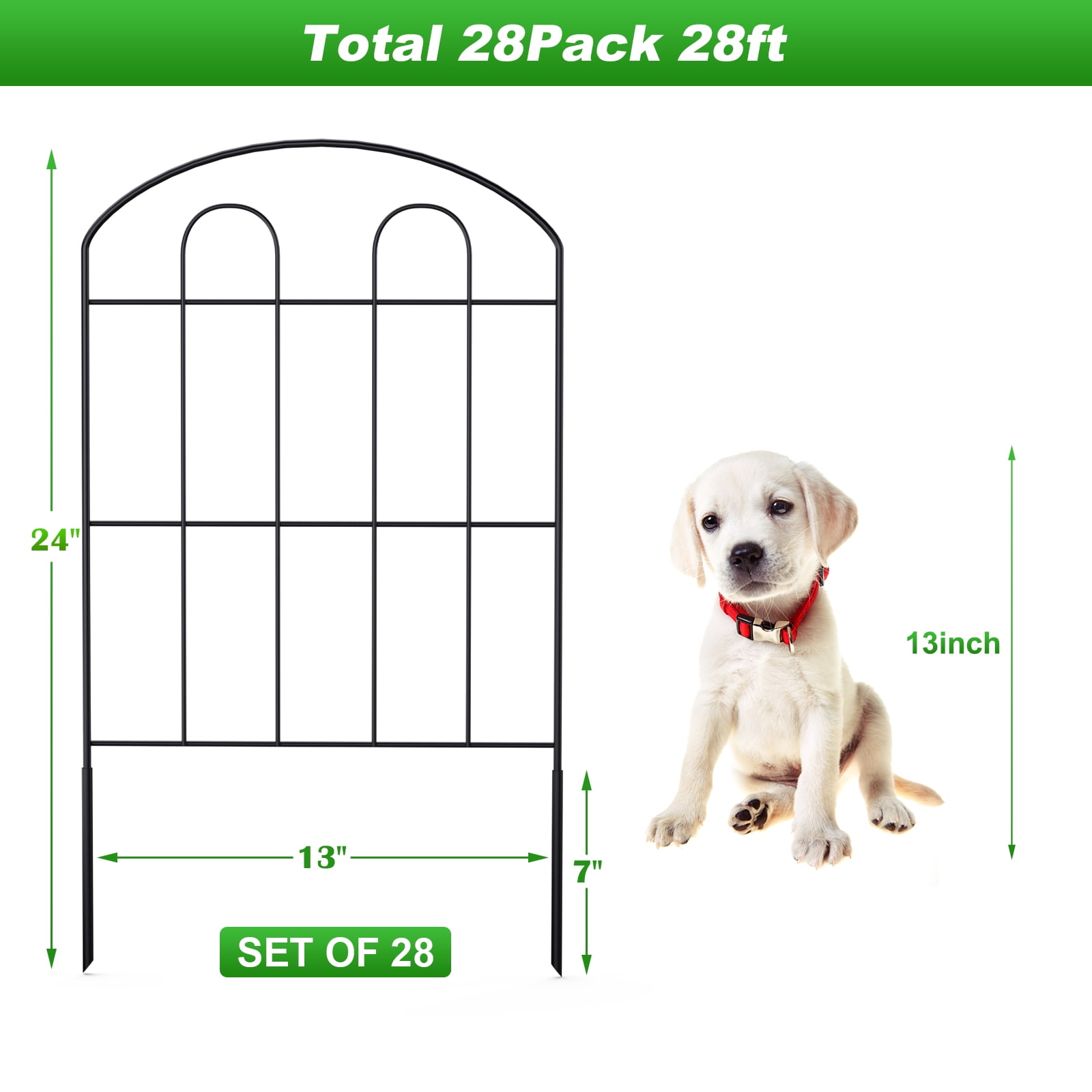 28 Piece Black Metal Garden Fence Garden, Yard And Patio Decorative Fence Animal Interceptor Fence