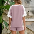 thumbnail image 7 of WAYUTE Womens Shorts Set Plus Size Casual Summer Patchwork Color Short Sleeve T Shirt and Shorts Athletic 2 Piece Sports Outfit Outfit Sets, 7 of 7