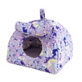 thumbnail image 2 of Casa de nido de pájaros cálidos de invierno, carpa de lecho de cueva de escondite, cabaña de cobertizo para pájaros colgando hamaca para loros, azules Violeta, 2 of 9