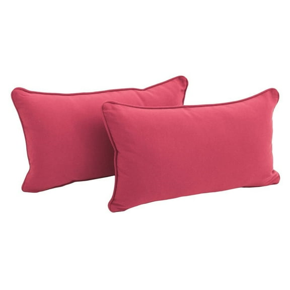 20-inch by 12-inch Double-corded Solid Twill Back Support Pillows with Inserts (Set of 2), Bery Berry