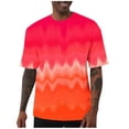 thumbnail image 2 of Gamivast Men's Crew Neck T-Shirts Short Sleeve Wave Gradient Pattern Tops Loose Fit Casual Graphic Tees Breathable Soft Summer Streetwear, 2 of 6