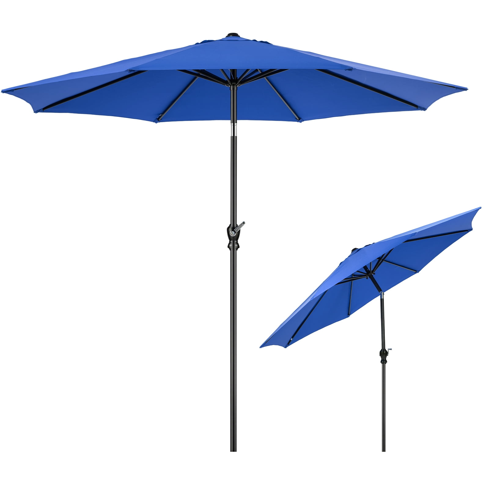 EDX 9FT Patio Umbrella Market Umbrella w/Tilt and Crank Heavy-Duty Round Outdoor Umbrellas for Garden, Deck, Backyard, Pool and Beach, blue