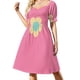 thumbnail image 3 of Bodegón de flores con un bol de frutas y ostras Vestido de flores de manga corta vestidos verano Vestido de dama de honor mujer Vestido, 3 of 7