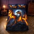 thumbnail image 5 of Manfei Fantasy Dragon Animals Bed Sheets,Gothic Mountain Cloud Full Size Sheets,Blue Orange,4-Piece,1 Flat Sheet,1 Fitted Sheet and 2 Pillowcases, 5 of 6