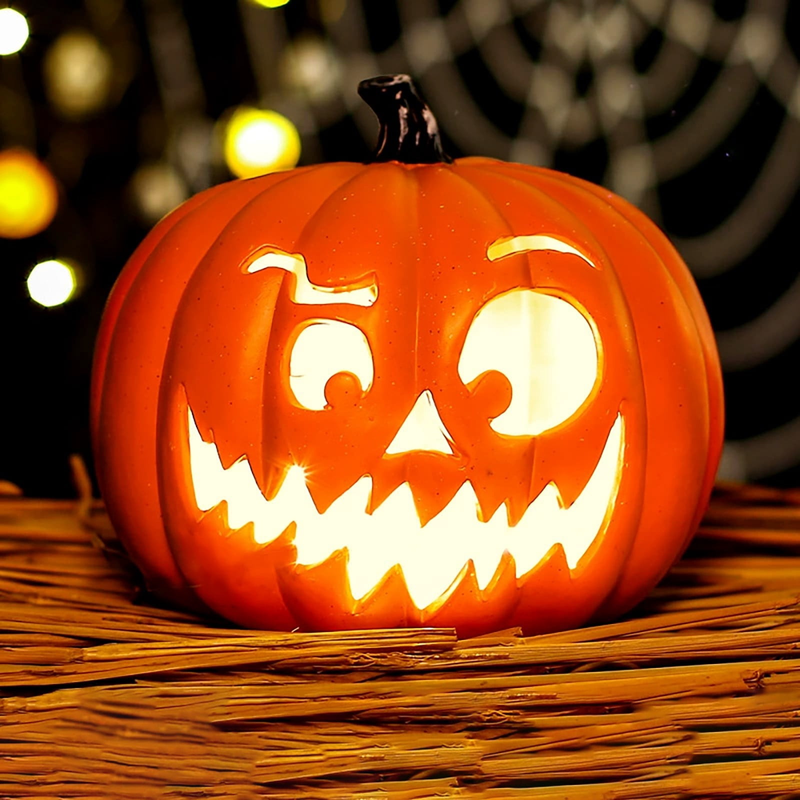 ​​BINGLI Jack O'Lantern Pumpkin Decor​​, 12 Inch Shatterproof Waterproof, Safe for Indoor Outdoor Halloween Party Favors Decoration Displays