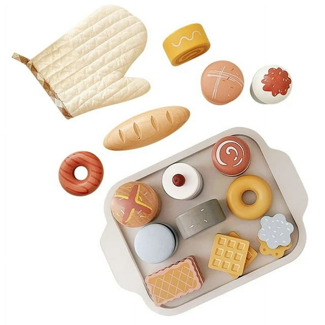 Tea Party Tableware Wooden Handicraft Toy Kitchen Pretend Play Set Cooking Coffee Bread For Toddlers Kids Birthday Gift Favors