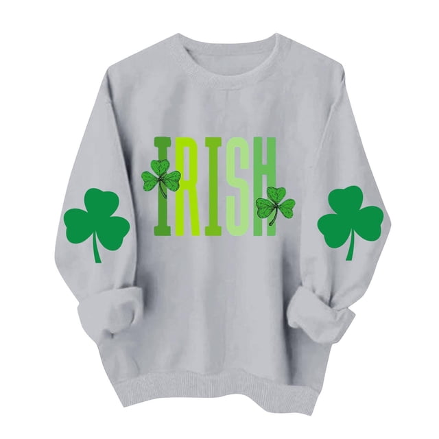 Tauxra Chandails à Enfiler de la Saint-Patrick pour Femmes, Manches Longues, Col Rond, Coupe Ample, Blouse Tunique Décontractée pour Femmes