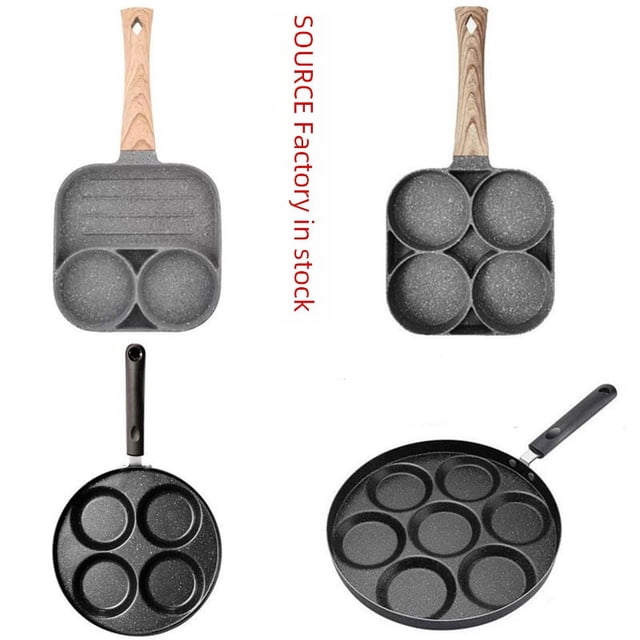 Sartén de piedra de 4 agujeros para tortillas, desayuno, huevos, hamburguesas, filetes, sartén, herramienta antiadherente, sartén para hacer bolas de masa de huevo