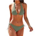 thumbnail image 2 of GZWYHT Bathing Suit for Women Tankini Swimsuits for Women Women's Two Piece Bikini Swimsuit Ribbed Top Bathing Suits String Bikini Sets Womens Swimsuits Bikini Sets for Women Green S, 2 of 4
