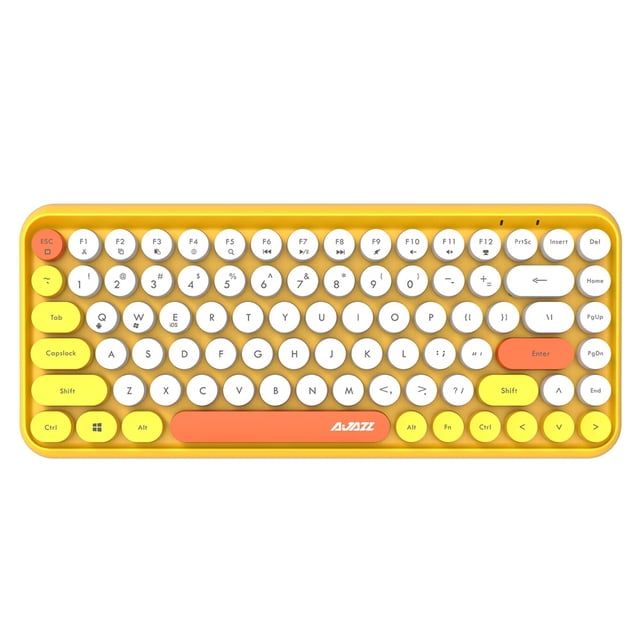 Ajazz Ajazz 308i Wireless Bluetooth Keyboard - 84 Keys Compact Design, Multi-Device Compatibility, Quiet Typing, 10m Range, Yellow Finish for Mac, Windows, iOS, Android.