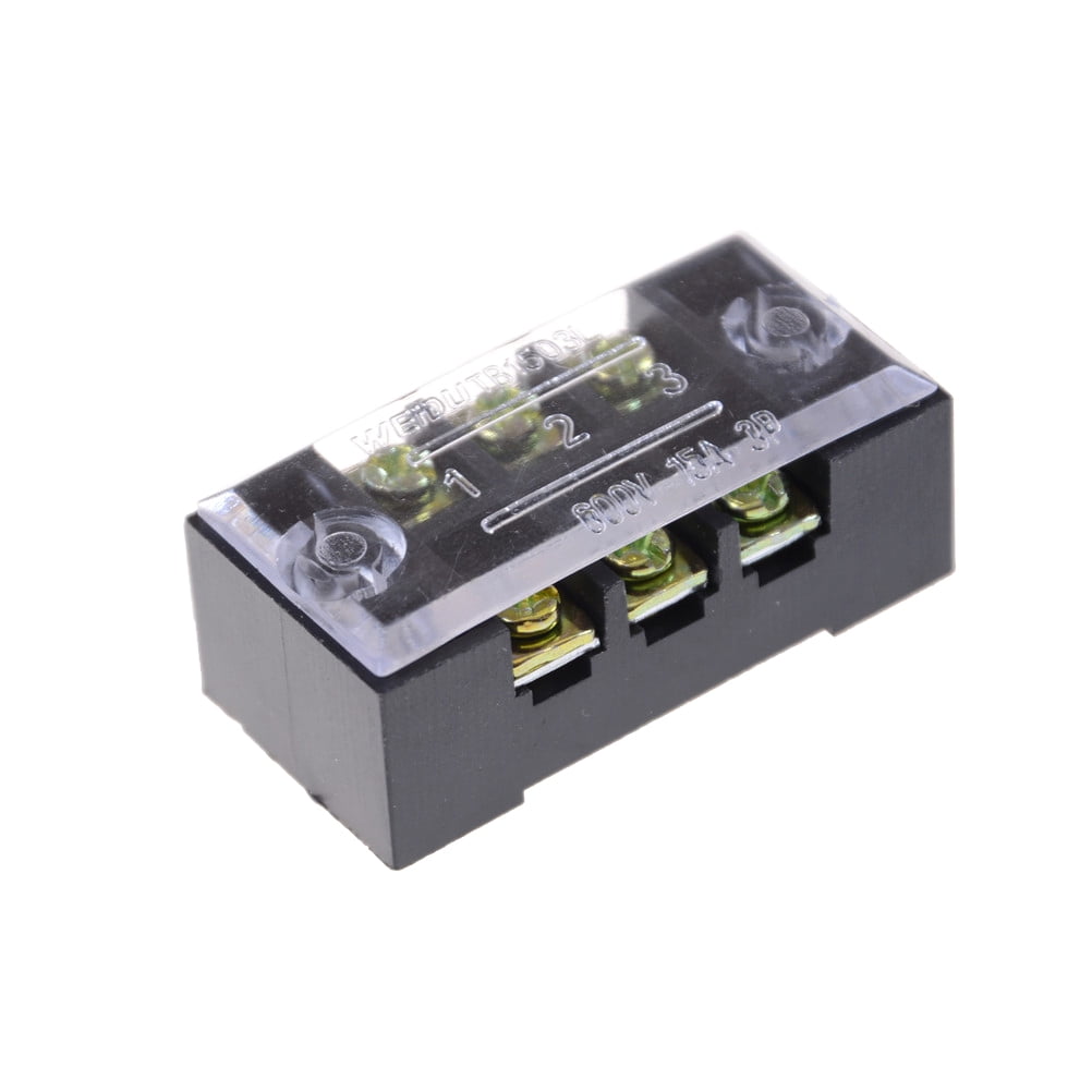 3Pcs TB-1503 3 Positions Dual Rows Covered Screw Terminal Block 600V 15A JX 