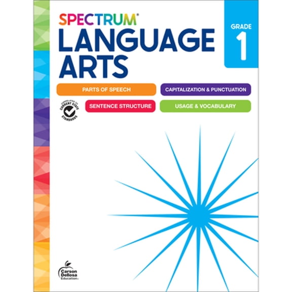 Pre-Owned Spectrum Language Arts 1st Grade Workbooks, ELA Activity Book for Kids Ages 6-7, Parts of Speech, Sentence Structure, English Grammar, Vocabulary, Spelling and More, Classroom or Homeschool