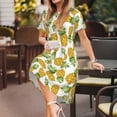 thumbnail image 3 of Goofa Pineapple Pattern Women Summer Short Sleeve Midi Dress with Pockets Casual Aline Flowy Tshirt Dress Vocation Beach Sundress, 3 of 6