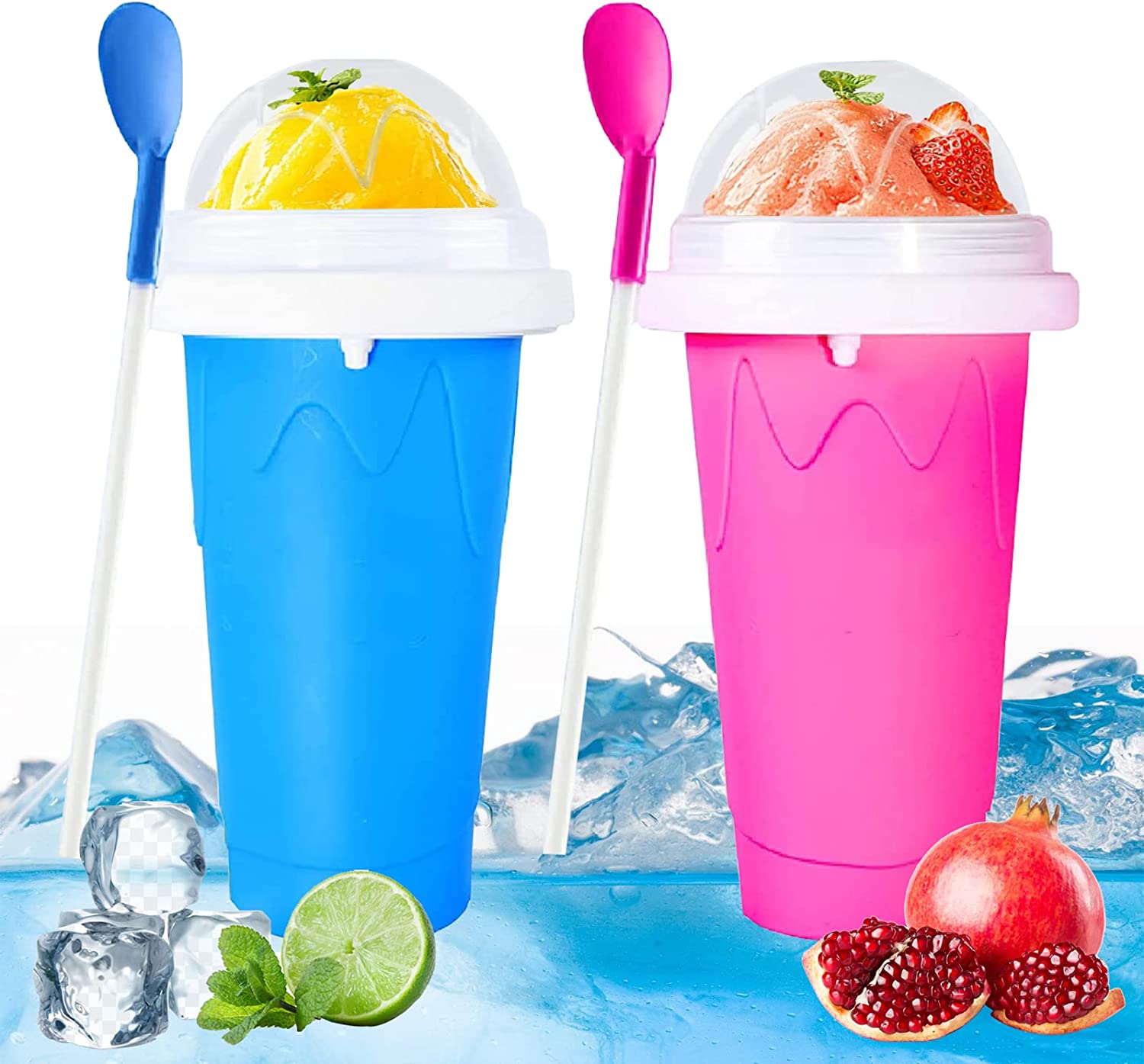 2 Pack Slushy Cups,Slushie Maker Squeeze Cup,Frozen Magic Slushy Maker