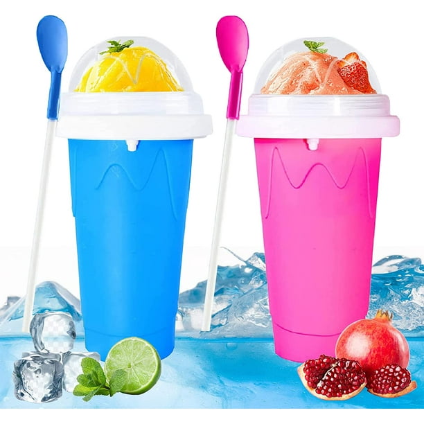 2 Pack Slushy Cups,Slushie Maker Squeeze Cup,Frozen Magic Slushy Maker Cup,Protable Smoothie Mug