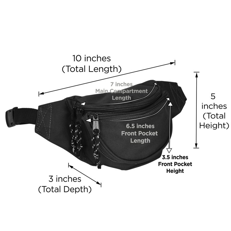  DALIX Small Fanny Pack Waist Pouch S XS Size 24 to 31 in Black  | Waist Packs