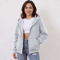 thumbnail image 2 of WTOBBY Women's Off Shoulder Zipper Hoodie Sweatshirt Fashion Clothing Casual Jacket, Modern Cropped Style with Front Pocket and Comfortable Streetwear Look,Light Gray 2XL, 2 of 5
