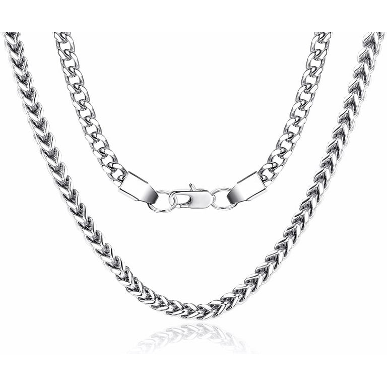3/4/5/6MM MEN Silver Stainless Steel Wheat Braided Chain Necklace Jewelry  18-40