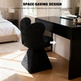 thumbnail image 3 of Black Swivel Vanity Chair | 360° Rotating Makeup Chair with Butterfly Back, Chenille Velvet Accent Chair with Decorative Pillow – for Bedroom, Dressing Table, Living Room, Dining, Home Office & Study, 3 of 16
