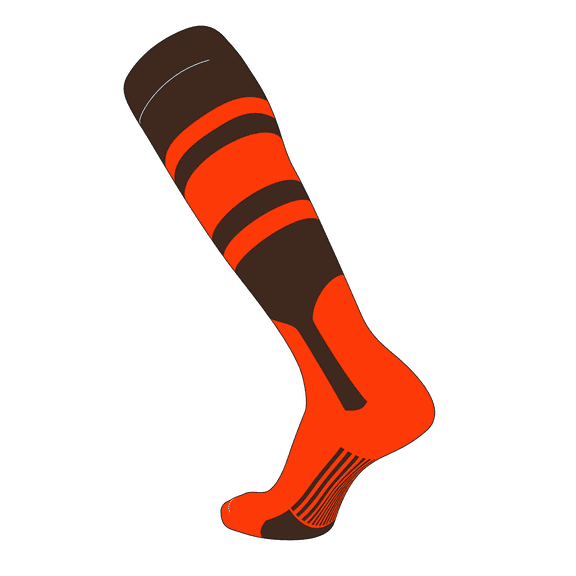 TCK Elite Baseball Knee High Stirrup Socks (C, 7in) Brown, Orange, Orange (L)