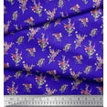 thumbnail image 2 of Soimoi Blue Cotton Duck Fabric Clover Leaves Floral Fabric Prints By Yard 44 Inch Wide, 2 of 3